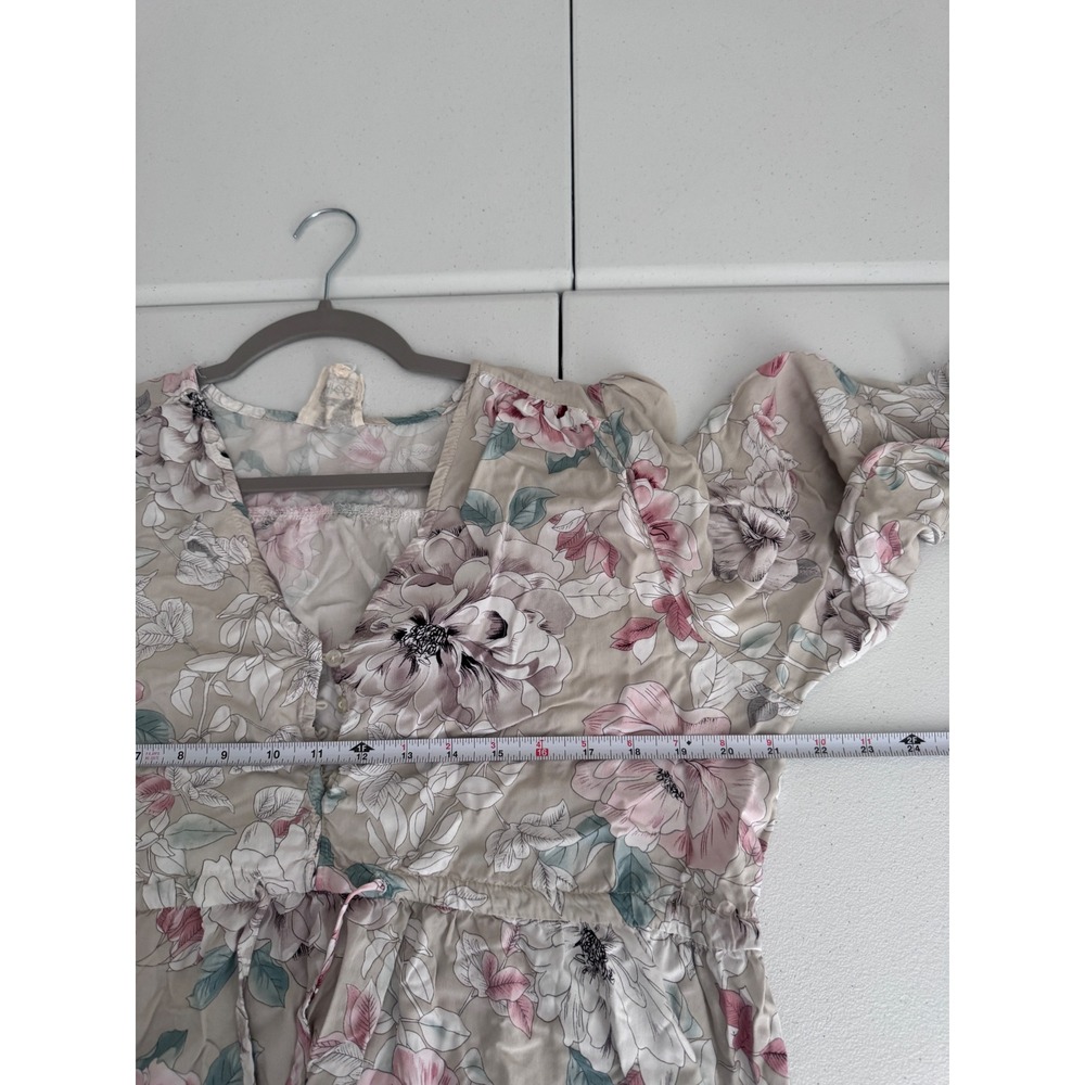 Jaase Floral Maxi Dress Boho Lace Tiered Long Sleeve Cottagecore Prairie Pink jj - Picture 7 of 7